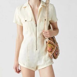 Cream Short Sleeve Romper
